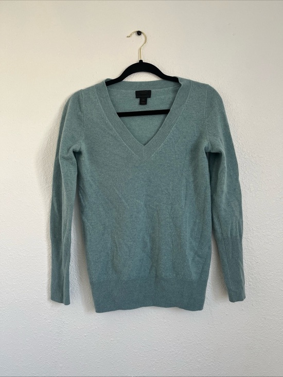 J. Crew Sweaters - J Crew Collection Italian Cashmere V-Neck Sweater Blue Heather Luxury XS Preppy